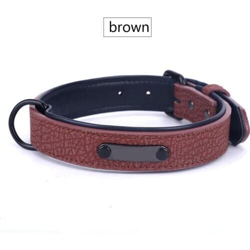 Personalized Pet Dog Collars PU Leather Dog Collar Tags Outdoor Anti-Lost Collar For Small Medium Large Dogs Pitbull Bulldog
