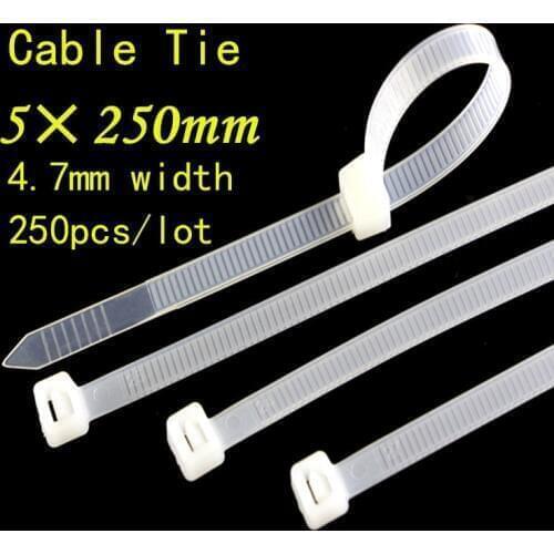 250pcs National Standard 5*250mm Plastic Nylon Tie Bring 3*120mm National Standard 2.5mm Wide Wire Harness Fixed Pedestal