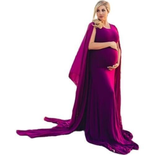 Modal Cotton Maternity Dresses Purple Women Photo Shoot Props Maternity Photography Gown Costume Bridal Bathrobe