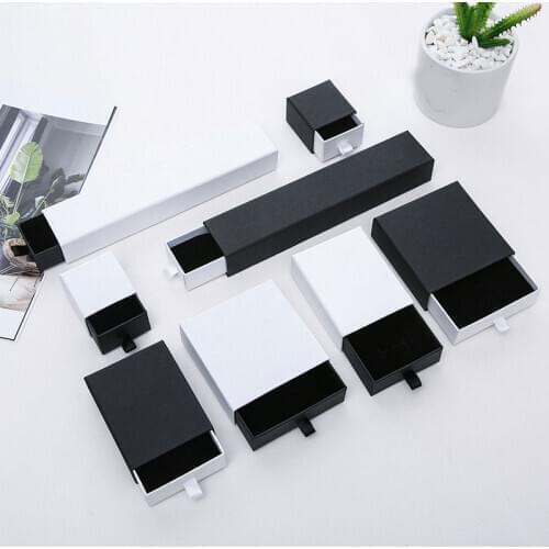 Simple Black and White Bracelet Box Earrings Rings Necklace Jewelry Box Packaging Earring Display Storage Jewelry Gift Boxes 1PC