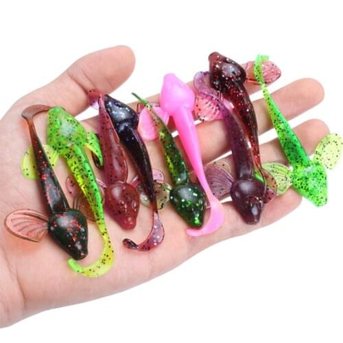 10pcs Goby Fishing Lure Artificial Silicone Maggots Bait 8cm 3.8g Jumping Dark Sleeper Jig Swimbaits Fishing Bass Pike Lure
