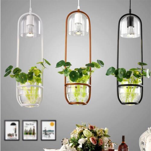 Nordic Living Dining Room Restaurant Pendant Lights Green Plant Suspension Luminaire Goldfish Glass Suspendu De Techo Colgante