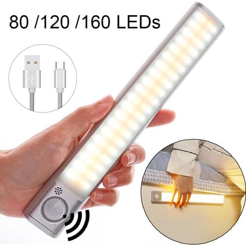 LED Wardrobe Lamp Closet Light with Motion Sensor Light Kitchen Lighting USB Rechargeable Under Cabinet Lights for Bedroom