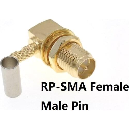 RP-SMA Female Jack 90 Degree Right Angle RF Connector Adapter For RF Coaxial Cable RG316 RG174 RG179 LMR100