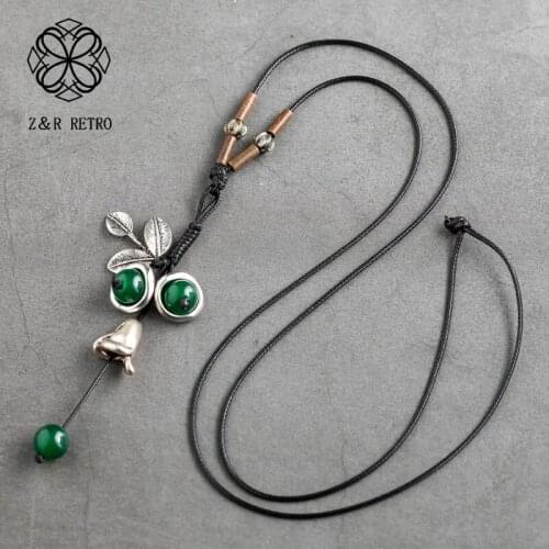 Handmade Beads Plant Jewelry for Women Necklace Long Rope Chains Chokers Suspension Jewellery Vintage necklaces & pendants 2021