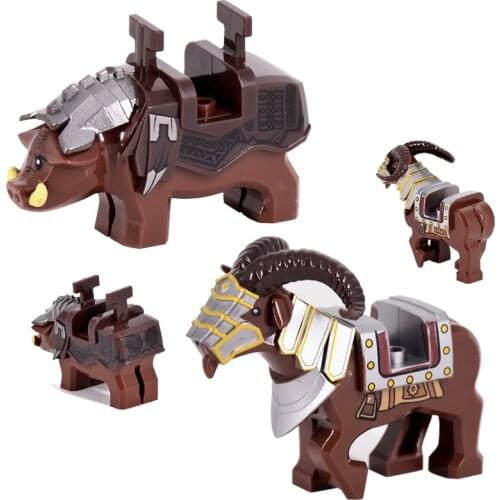 Animals Horse White & Black & Brown Mount Saddle Wolf Model Building Blocks LOTR Bricks Medieval Toys For Children