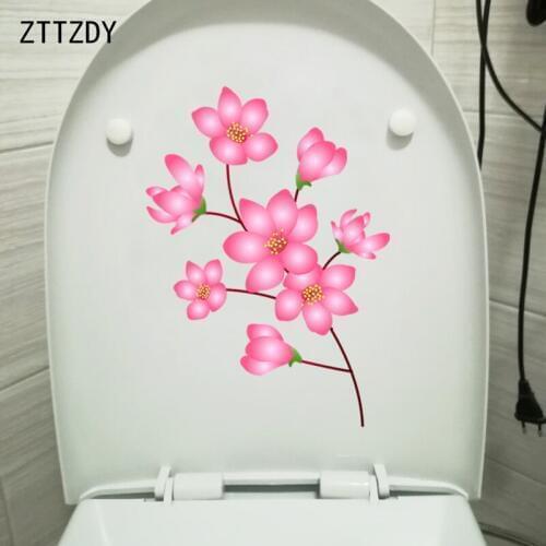 ZTTZDY 16.6*24CM Hand Drawn Cartoon Bouquet Toilet Seat Stickers Fashion Bedroom Wall Decal T2-0208