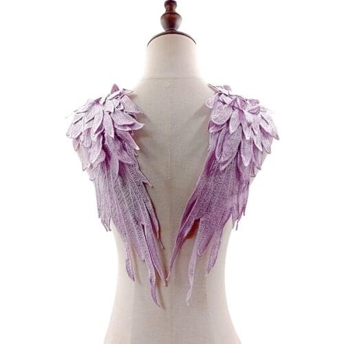 1Pair Lace Embroidery Wings Pattern Diy Craft Supplies Accessories Apparel Sewing Fabric Multi-Layer Applique Cloth 41*15Cm