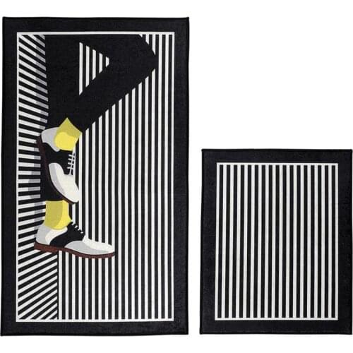 Elite Lux Rectangular 2'li Bath Mat Pad Shoes Black