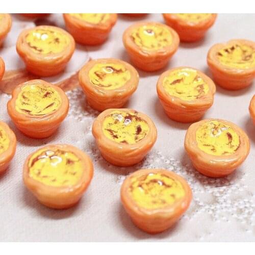 20pcs Resin Parts Simulation Mini Egg Tart Diy Flat Back Food Play Cute Scrapbooking Cabochon Phone Shell Embellishments