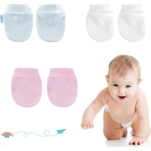 4 Pair/set Newborn Anti-eat Hand Gloves Simple Cute Baby Knit Anti-Grab Face Protect Glove