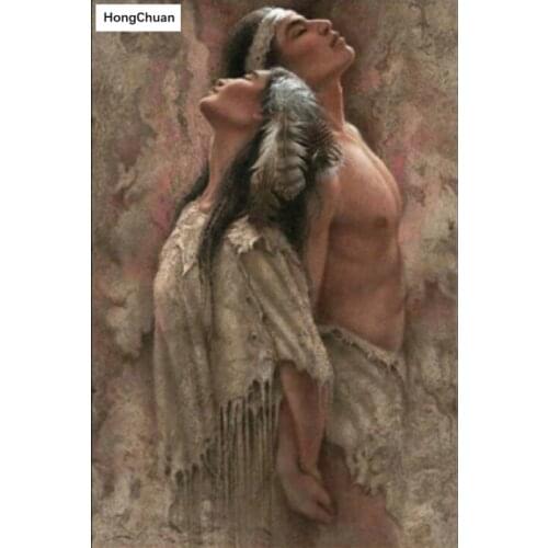 5D DIY square/round "tribal couple" diamond painting mosaic cross stitch handicraft home decoration mural gift fast delivery