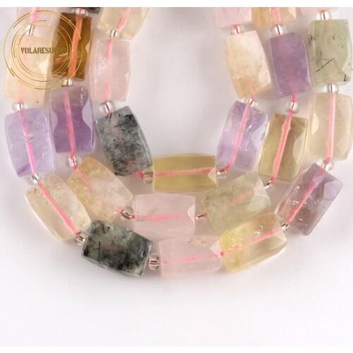 AAA Natural Cuboid Shape Faceted Variety Quartz Crystal Agates Beads For Jewelry Making Diy Bracelet Necklace Accessories 5*10mm