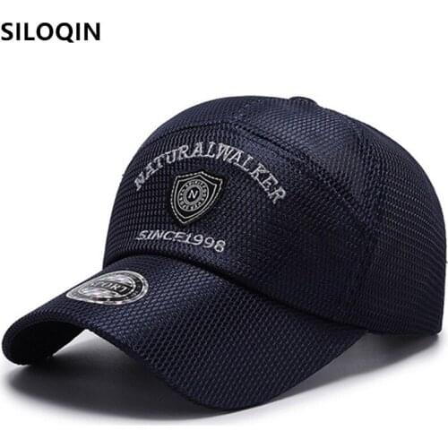SILOQIN Adjustable Size Men Women Breathable Mesh Baseball Caps Snapback Cap Summer Letter Embroidery Bone Couples Sports Cap