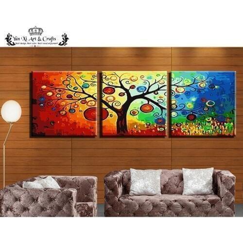 Rich tree - Triptych picture vintage home decor painting by numbers wall pictures for living room coloring by numbers