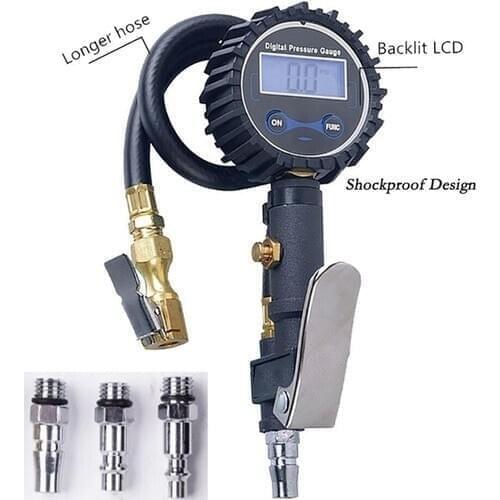 Digital Tire Inflator with Pressure Gauge 200 PSI Air Chuck for Truck/Car/Bike Digital tire inflation meter gun car accessories