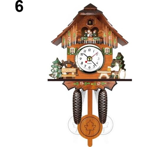 Wooden Cuckoo Wall Clock Bird Time Bell Swing Alarm Watch Home Art Decor He