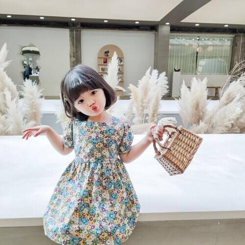 Kids Dresses for Girls Summer Baby Girl Clothes New Girls Dress Korean Fashion 1-8 Years Old Floral Dress