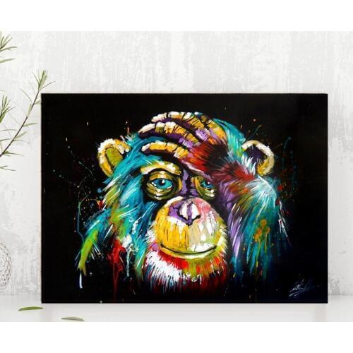 Canvas Paintings Graffiti Pop Art Thinking Monkey Lion Dog Cat Wall Art Canvas Animals Wall Decor Pictures for Living Room