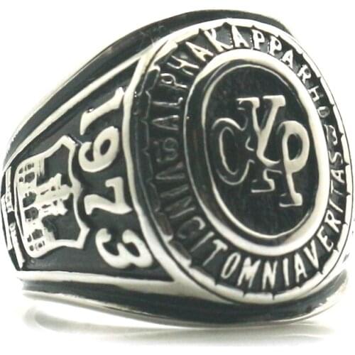 Unisex 316L Stainless Steel ALPHA KAPPA RHO VINCIT OMNIA VERITAS AKP Ring Gift