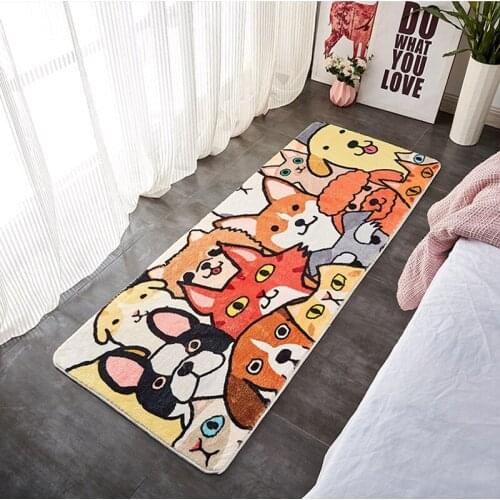 Bedroom Bedside Area Rugs Soft Cute Cartoon Print Shaggy Thicken Carpet Childrens Room Bath Machine Washable Non-Slip Floor Mat