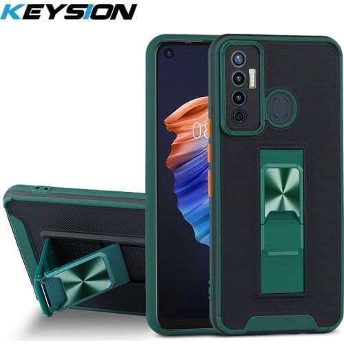 KEYSION Fashion Shockproof Armor Case for TECNO Camon 17 17 Pro 16 Premier Stand Silicone Phone Cover for Spark 6 6 Go POP 5
