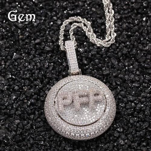 Custom Letter Necklace Male Personality Rotating Letter Necklace Micro-inlaid Zircon DIY Solid Stitching Combination Pendant