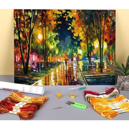 Late Night Pre-Printed 11CT Cross Stitch Set DIY Embroidery DMC Threads Knitting Handiwork Handicraft Sewing Room Decor Floss