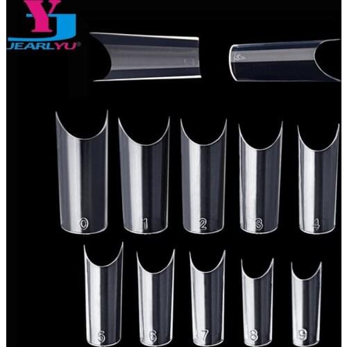 500Pcs 10 Sizes Clear False French Nail Art Tips Acrylic UV Gel Nail Tips Decoration Half Nails Tip Transparent Salon Fake Nails