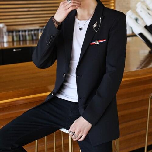 2021 New style Spring Autumn New Men Blazer Fashion Slim Fit Male Suit Jacket Elegant Mens Dress Clothes Wedding Coat S-3XL