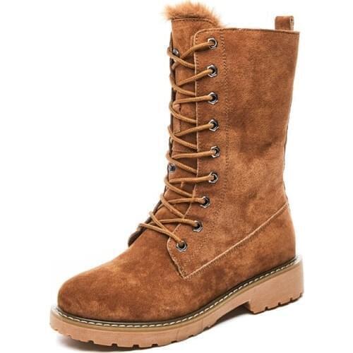 New Snow Boots Women Shoes Genuine Leather Thickened High-barrelled Womens Boots Non-slip Warm Winter Boots Ladies Martin Boots