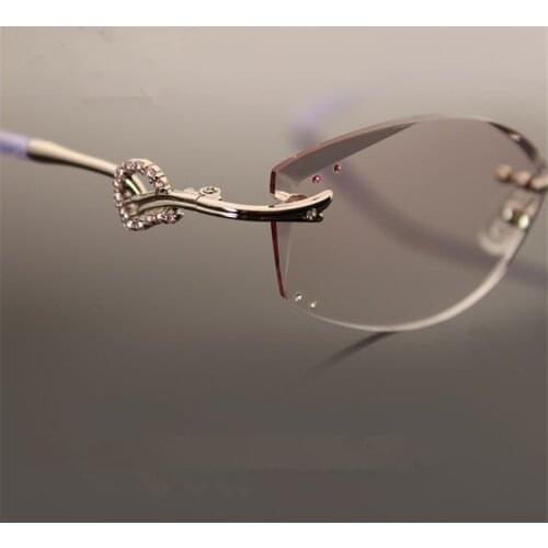 Womens Glasses Prescription Frame Myopia Hyperopia Frameless Diamond Coloured Lens Progressive Multifocal Optical Glasses 50