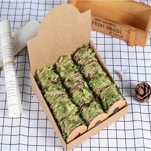 Wholesale 12 rolls 5meters leaves hemp just rope wax line rattan decorative material rope DIY craft jute handmade rope wedding