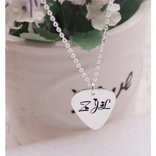 Custom Guitar Pick Necklace Female 925 Sterling Silver Necklace Pendant Letter Engraving Male Couple Gift Girlfriend Boyfriend