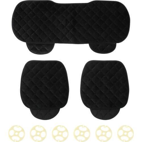 Beige/Grey/Black 3Pcs/Set Front/Back Car Seat Pads with Buckles Square Soft Cotton Car Seat Cushion Auto Chair Pad Mat Hot