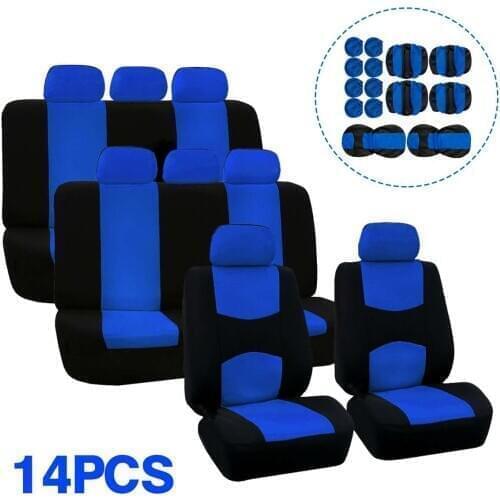 14pcs for 8 Seats Car Seat Cover Protector Cushion Polyester Fabric Breathable Universial for Van SUV