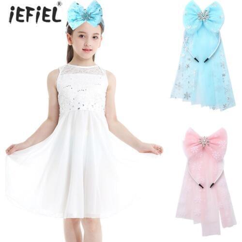 Bownot Baby Girl Headband Sparkly Crystal Snowflake Long Mesh Hair Hoop Hair Adornment Cute Baby Hair Accessories Kids Headwear