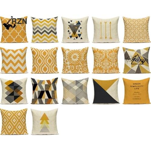 Nordic Simple Cushions Case Yellow Stripe Home Decorative Pillow Cases Line Cushion Covers Pillows Covers Sofa Bed Cushion Cover