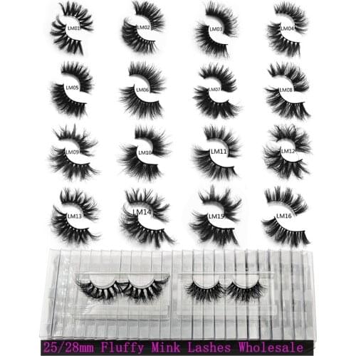 Rainsin Wholesale 5-50 Pairs LM 25mm Messy Fluffy 3d Mink Lashes Makeup 5D Dramatic Long Natural Eyelashes Wholesale Eyelash