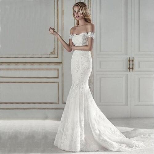 Glamorous Fashion Sweetheart Neckline Mermaid Wedding Dresses Charming Lace Appliques Bridal Wedding Gowns Vestido De Noiva