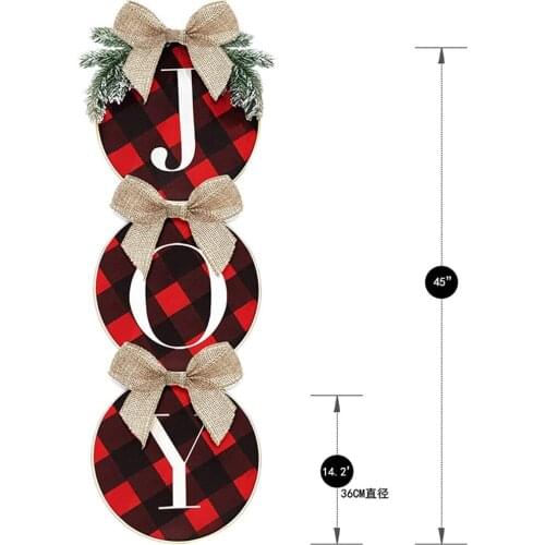 Christmas Decorations Joy Sign Buffalo Check Plaid Wreath For Front Door Rustic Burlap Festival Decor For Household Window Wall
