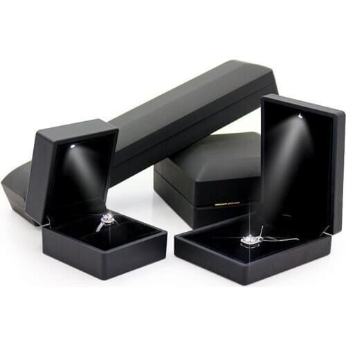 Newly PU Leather LED Lights Luminous Jewelry Box Ring Pendant Necklace Bracelet Hand Chain Wedding Gift Box 4 color 50pcs/lot