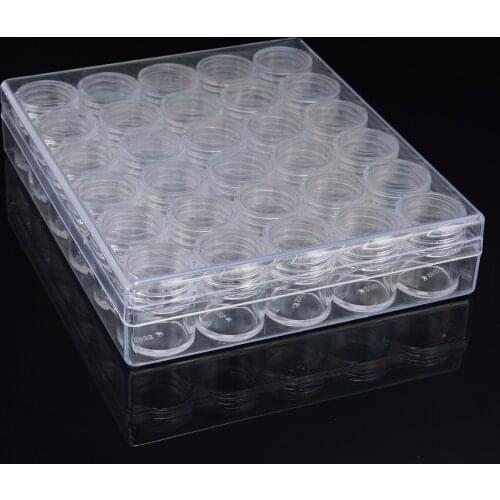 30 PCs Jewelry Strorage Box Acrylic Japan Style Transparent Embroidery Painting Organizer Containers Rings Nail Small Round Jars