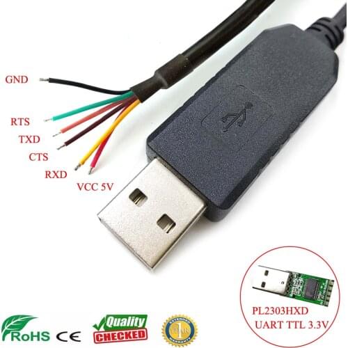 Win8 10 android mac linux pl2303hxd usb uart ttl 3.3v adapter wire end for plc mcu download fleshing cable