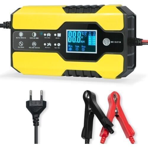 Car Battery Charger Maintainer 12/24V Touch Screen Pulse Repair LCD Battery Charger for Car Motorcycle Lead Acid Battery AGM GEL