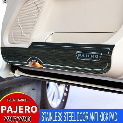 Car Styling Protector Stainless Steel Door Anti Kick Pad Car Door Auto Accessories For Mitsubishi Pajero V97V93V98