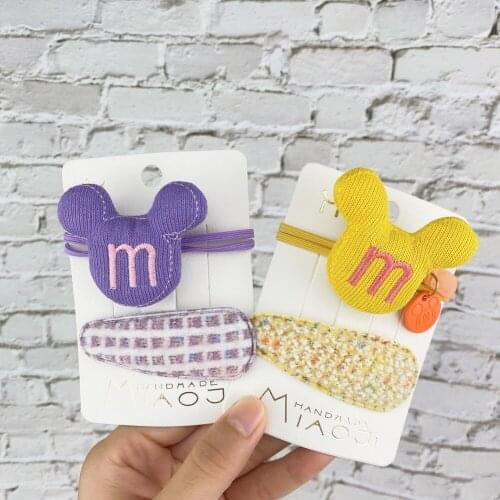 Cute girls handmade hairtie hair snap clip set cat design fabric cover bang clip hair accessories deco
