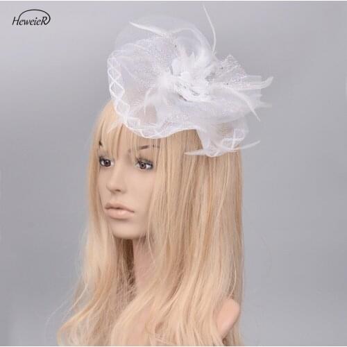 Handmade Women Netting Feather Fascinator Wedding Ascot Cocktail Races Party Hair Clip Hairpiece Headwear Hairpin Lady Accessory