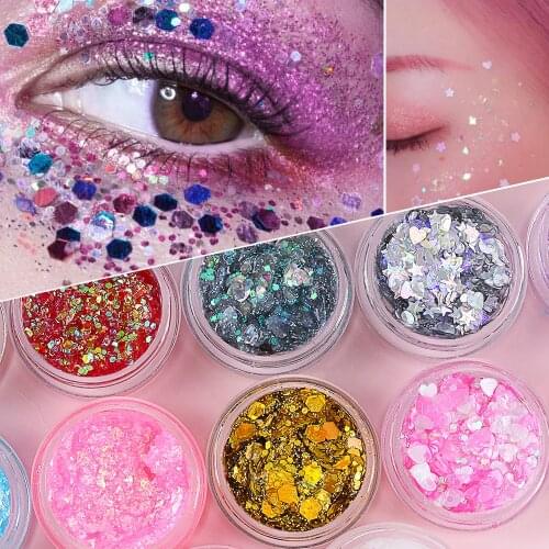 1PC Holographic Sequins Gel Eyeshadow Sequins DIY Decoration Multifunctional Portable Hair&Lips Makeup Facial&Nail Cosmetic Hot