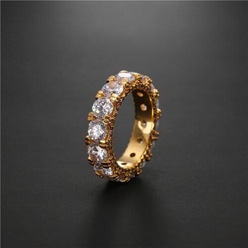 1pc Row Hip hop Bling Studded zircon ring with rhinestones Gold and silver two erotic mens jewelry Gift giving